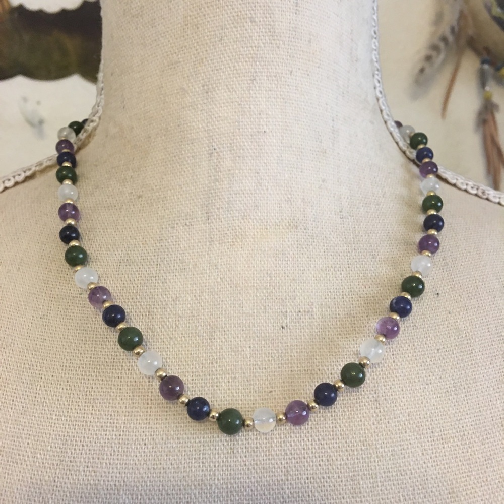 Vintage 1/20 14k GF semi precious stone necklace